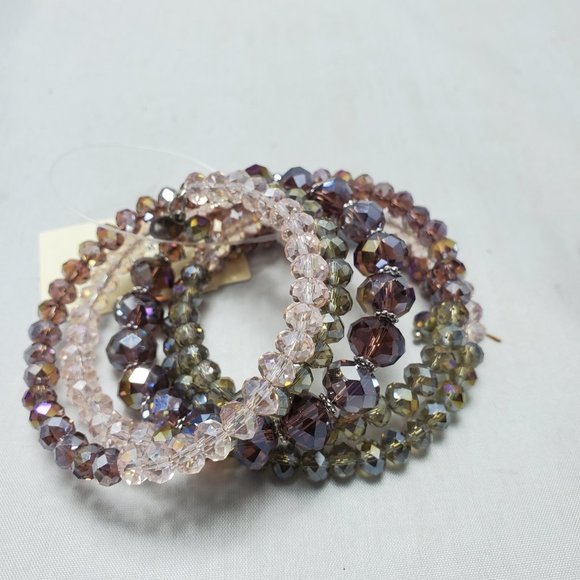 2 for $30 Ali Khan crystal 5 row gold tone and silver tone wrap coil bracelet - Picture 3 of 8